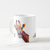 Farbenfrohe Giraffe Pop Art Monogram Kaffee Tasse (Vorderseite Links)