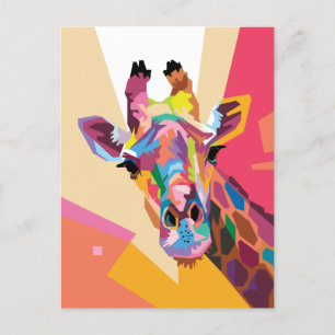 Farbenfrohe Giraffe Pop Art Postkarte