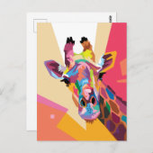 Farbenfrohe Giraffe Pop Art Postkarte (Vorne/Hinten)