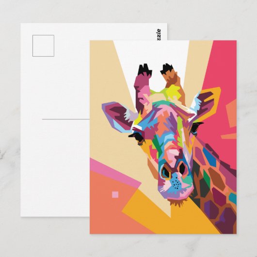 Farbenfrohe Giraffe Pop Art Postkarte (Vorne/Hinten)