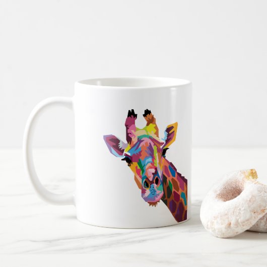 Farbenfrohe Giraffe Pop Kaffeemaschine Tasse (Mit Donut)