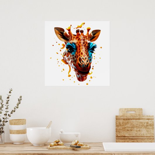 Farbenfrohe Giraffe Poster (Küche)
