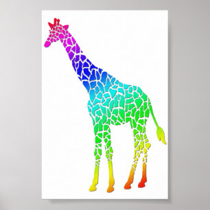 Farbenfrohe Giraffe Poster