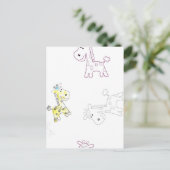 Farbenfrohe Giraffe Sketch Postkarte - Künstlerisc (Stehend Vorderseite)