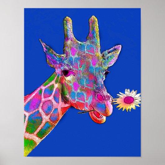 Farbenfrohe Giraffe Sonnenblume Poster (Vorne)