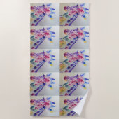 Farbenfrohe Giraffe Tier Aquarell Strandtuch (Vorderseite)