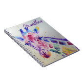 Farbenfrohe Giraffe Tier Wasserfarben Art Boys Notizblock (Rechte Seite)