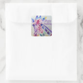 Farbenfrohe Giraffe Tier Wasserfarben Art Boys Quadratischer Aufkleber (Tasche)