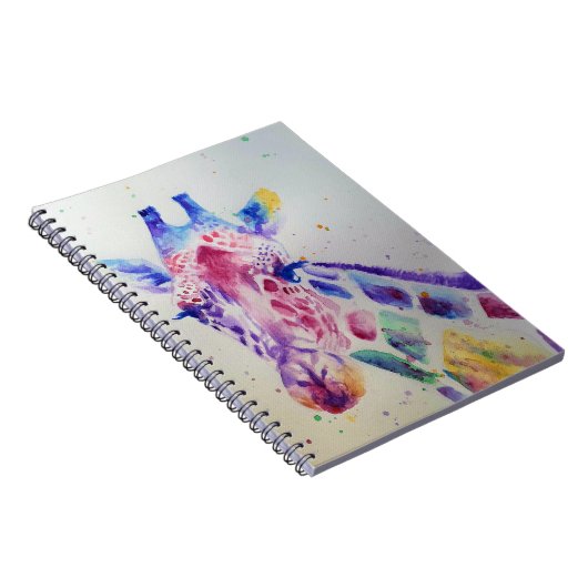 Farbenfrohe Giraffe, Tier Wasserfarben Notizblock (Rechte Seite)