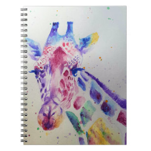 Farbenfrohe Giraffe, Tier Wasserfarben Notizblock