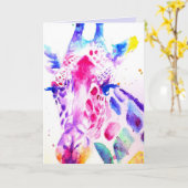 Farbenfrohe Giraffe Tierfarbe Geburtskarte Karte (Gelbe Blume)