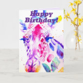 Farbenfrohe Giraffe Tierfarbe Geburtskarte Karte (Gelbe Blume)