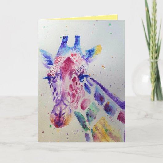Farbenfrohe Giraffe Tierfarbe Geburtskarte Karte (Vorderseite)
