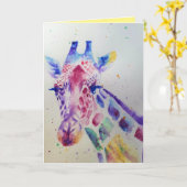 Farbenfrohe Giraffe Tierfarbe Geburtskarte Karte (Gelbe Blume)