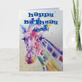 Farbenfrohe Giraffe Tierfarbe Geburtskarte Karte (Vorderseite)