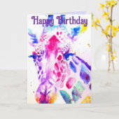 Farbenfrohe Giraffe Tierfarbe Geburtskarte Karte (Gelbe Blume)
