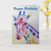 Farbenfrohe Giraffe Tierfarbe Geburtskarte Karte (Gelbe Blume)