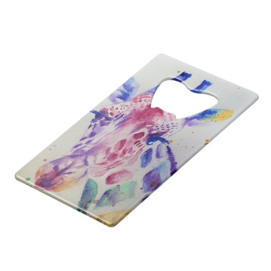 Farbenfrohe Giraffe Tierfarben Design Geldbeutel Flaschenöffner (Rückseite Schrägansicht)