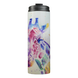 Farbenfrohe Giraffe Tierfarben Design Thermosbecher