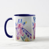 Farbenfrohe Giraffe Tierfarben Design Zwei Tasse (Links)