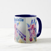 Farbenfrohe Giraffe Tierfarben Design Zwei Tasse (VorderseiteRechts)