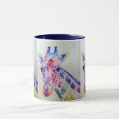 Farbenfrohe Giraffe Tierfarben Design Zwei Tasse (Zentrum)