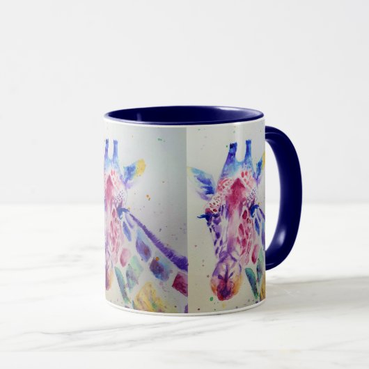 Farbenfrohe Giraffe Tierfarben Design Zwei Tasse (VorderseiteRechts)