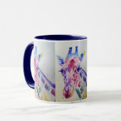 Farbenfrohe Giraffe Tierfarben Design Zwei Tasse (Vorderseite Links)