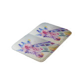 Farbenfrohe Giraffe TierZoo Wasserfarbener Bademan Badematte (Schrägansicht)