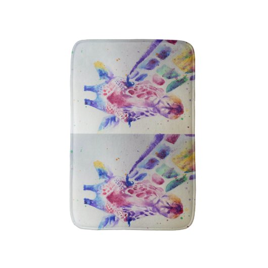 Farbenfrohe Giraffe TierZoo Wasserfarbener Bademan Badematte (Vorderseite Vertikal)