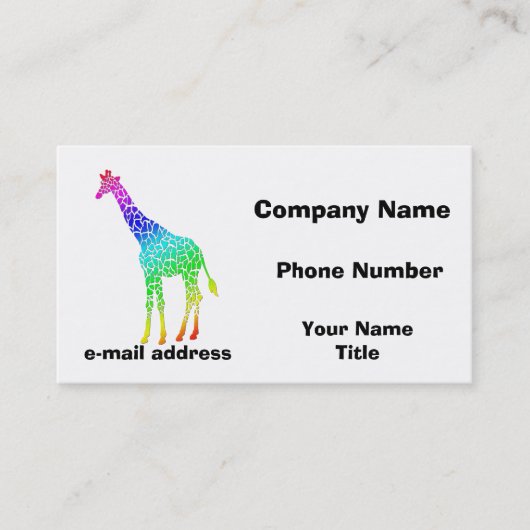 Farbenfrohe Giraffe Visitenkarte (Vorderseite)
