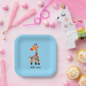 Farbenfrohe Giraffe-Vorlage für Cartoon Pappteller (Party)