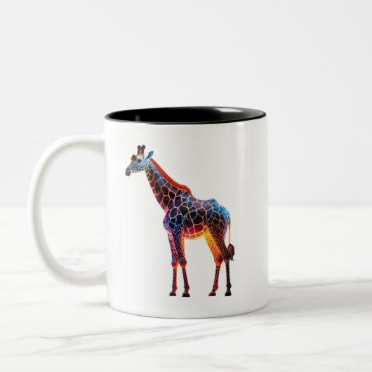Farbenfrohe Giraffe Zweifarbige Tasse (Links)