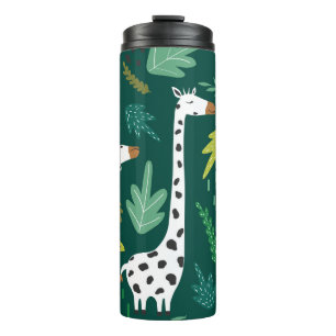 Farbenfrohe Giraffen: Dekoratives Tiermuster. Thermosbecher