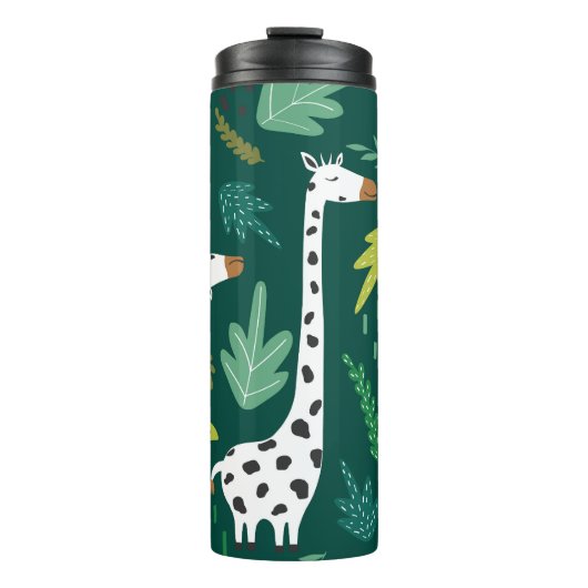 Farbenfrohe Giraffen: Dekoratives Tiermuster. Thermosbecher (Vorderseite)