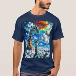 Farbenfrohe Giraffen - Köpfe in den Wolken T-Shirt