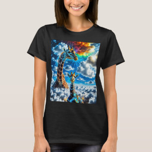 Farbenfrohe Giraffen - Köpfe in den Wolken T-Shirt