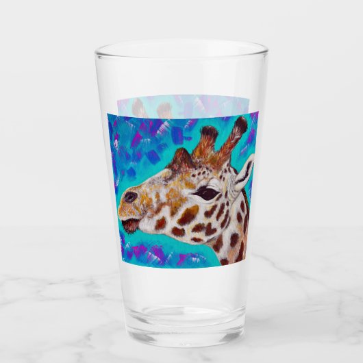 Farbenfrohe Giraffenmalerei Glas (Vorderseite)
