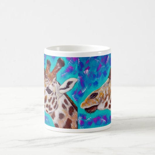 Farbenfrohe Giraffenmalerei Kaffeetasse (Mittel)