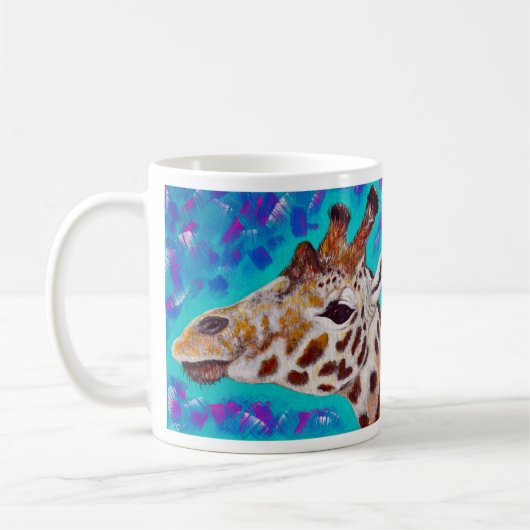 Farbenfrohe Giraffenmalerei Kaffeetasse (Links)