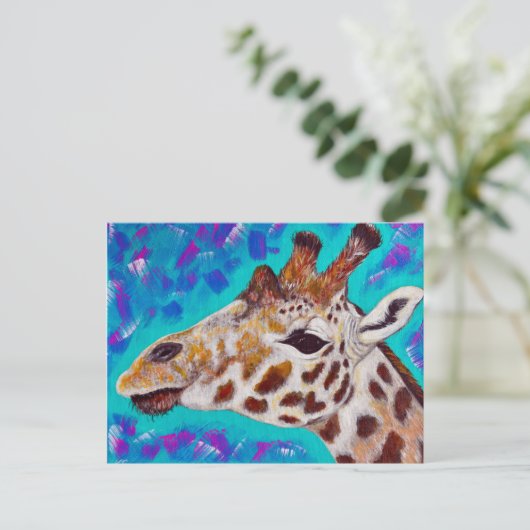 Farbenfrohe Giraffenmalerei Postkarte (Stehend Vorderseite)