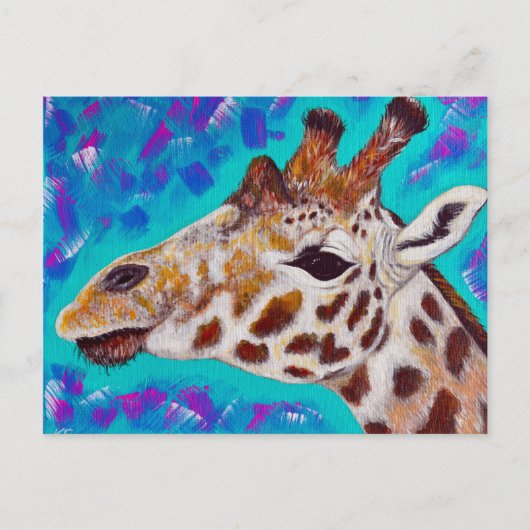 Farbenfrohe Giraffenmalerei Postkarte (Vorderseite)