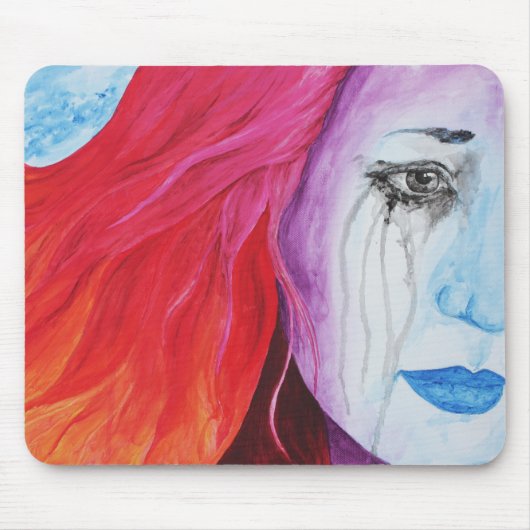 Farbenfrohe Girl Cry surreale Emotion Kunst Mousepad (Vorne)