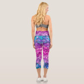 Farbenfrohe Girl Mermaid Glitzer Scanner Muster Capri Leggings (Rückseite)