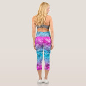 Farbenfrohe Girl Mermaid Glitzer Scanner Muster Capri Leggings (Rückseite)