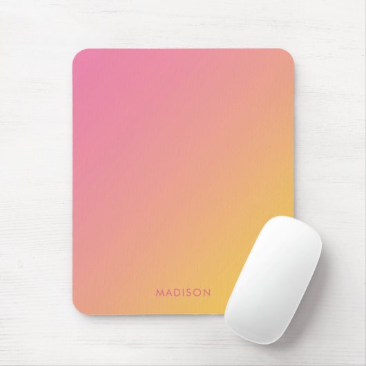 Farbenfrohe Girl-Pink-gelbe Gradient Ombré Mousepad (Mit Mouse)
