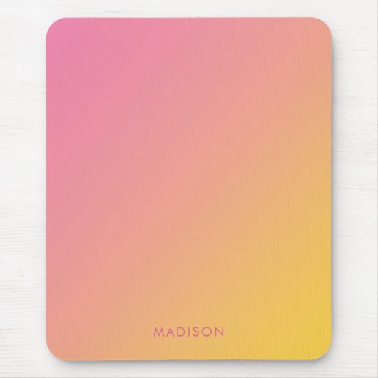 Farbenfrohe Girl-Pink-gelbe Gradient Ombré Mousepad (Vorne)