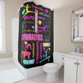 Farbenfrohe Girls Gymnastik Glossartypografie Duschvorhang (Beispiel)