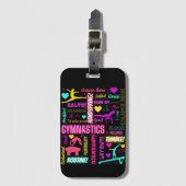 Farbenfrohe Girls Gymnastik Glossartypografie Gepäckanhänger (Vorderseite Vertikal)