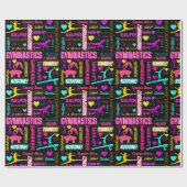 Farbenfrohe Girls Gymnastik Glossartypografie Geschenkpapier (Flach)